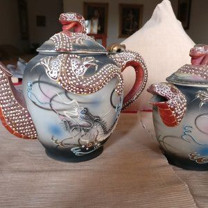 Antique Japanese Moriage Dragon Tea Set